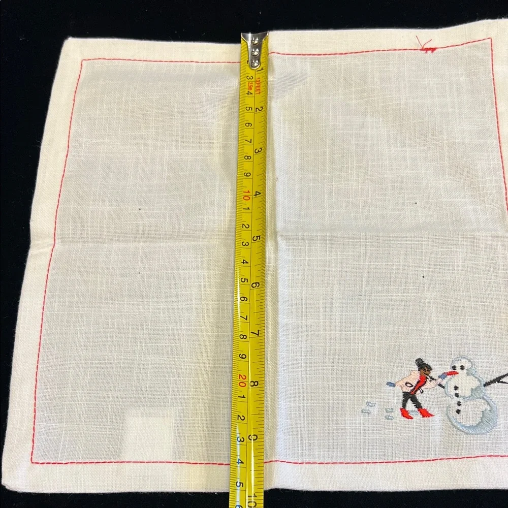 Winter Sports Embroidered Cocktail Napkins (x6)